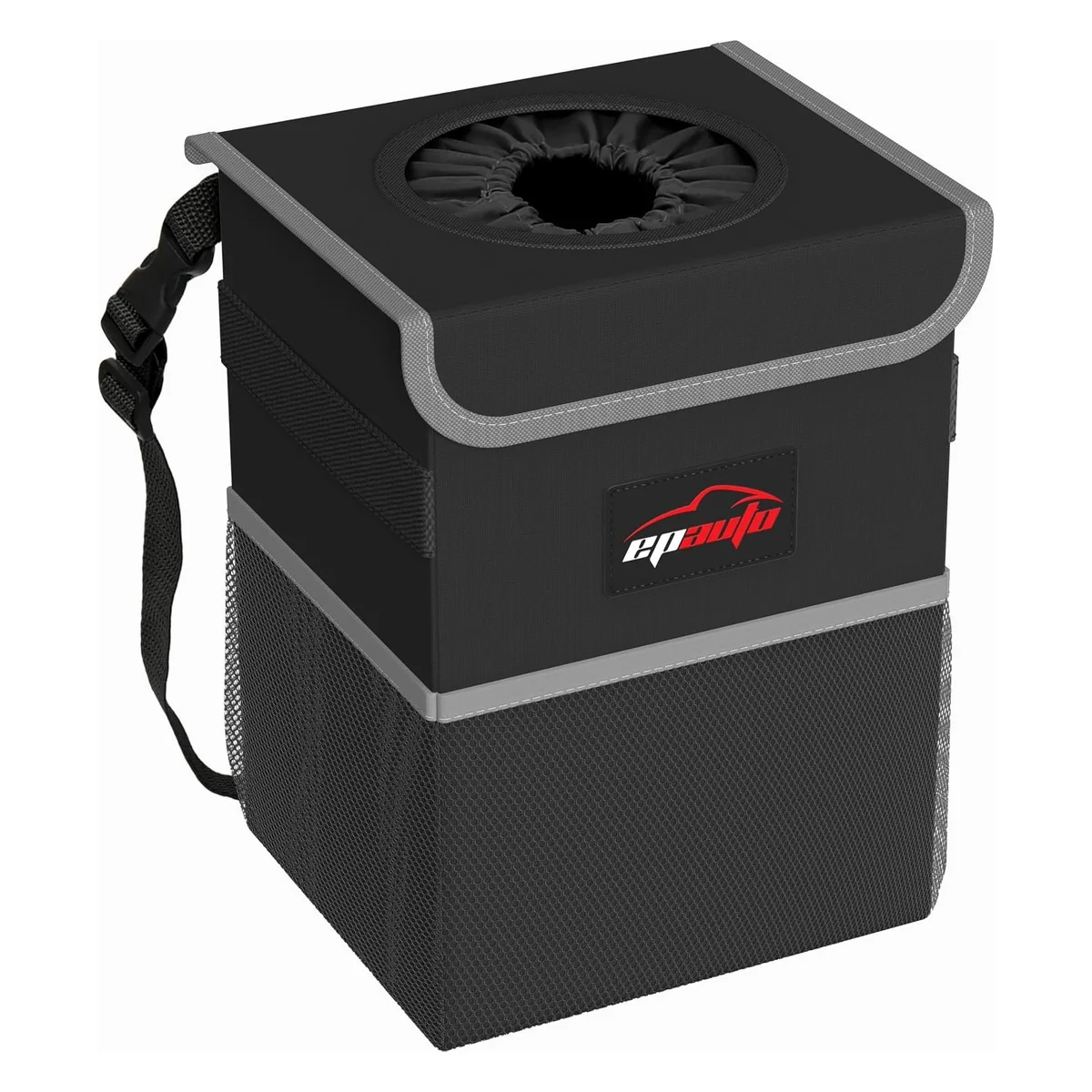 EPAuto Waterproof Car Trash Can with Lid, Black, 2.5 gal