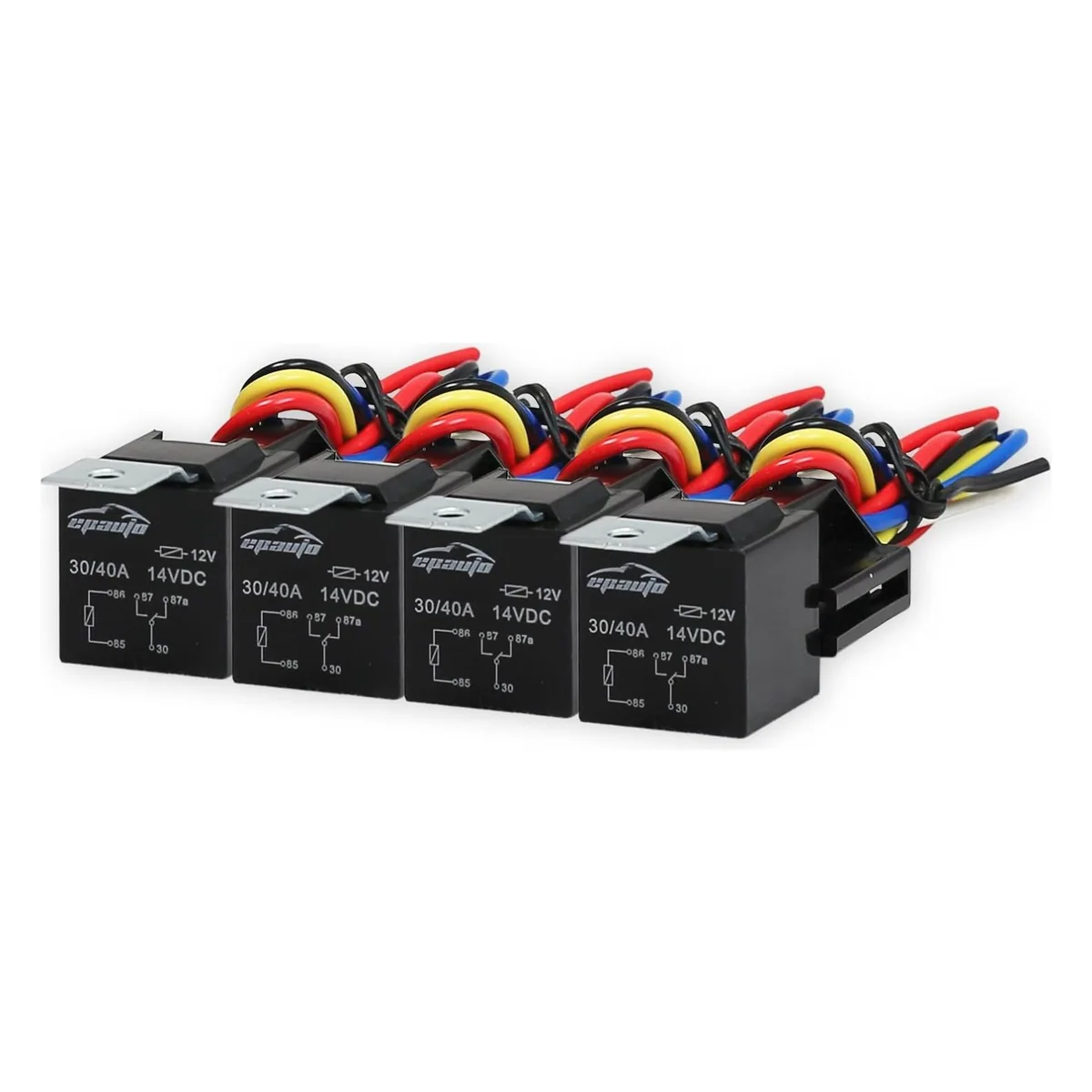 EPAuto 30/40 A SPDT Relay with Harness, 4-pack