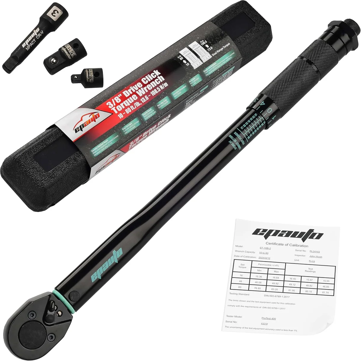 EPAuto Click Torque Wrench, Black, 3/8 in. drive, 10–80 ft-lb