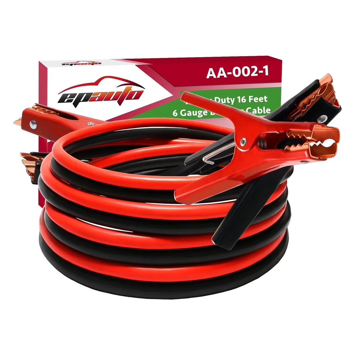 EPAuto Heavy-Duty Jumper Cables, 6 gauge × 16 ft