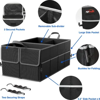 Foldable Trunk Organizer, 3 Compartments, thumbnail 2