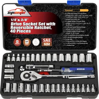 EPAuto 1/4 & 3/8 in. Drive Socket Set