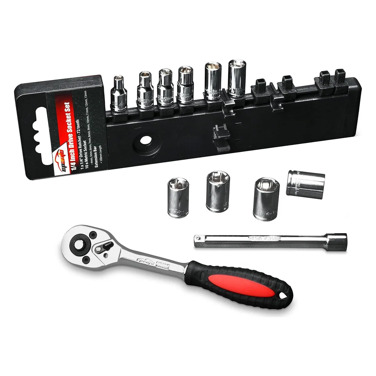 EPAuto Pear-Head Ratchet Socket Set, 12 pieces, 1/4 in. drive